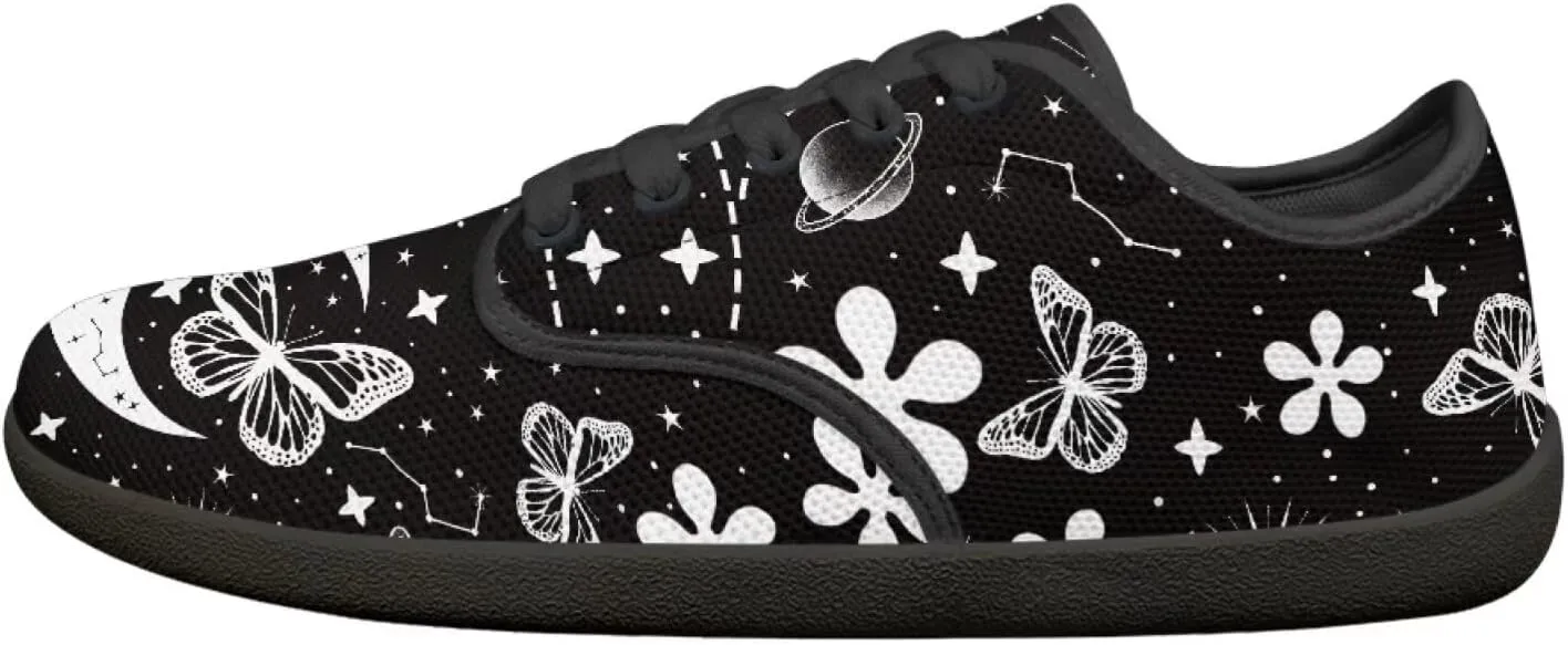 Butterfly Women Barefoot Shoes Mesh Lace Up Sneaker Minimalist Barefoot Sneakers Wide Toe Box Zero Drop Sole Running Shoes
