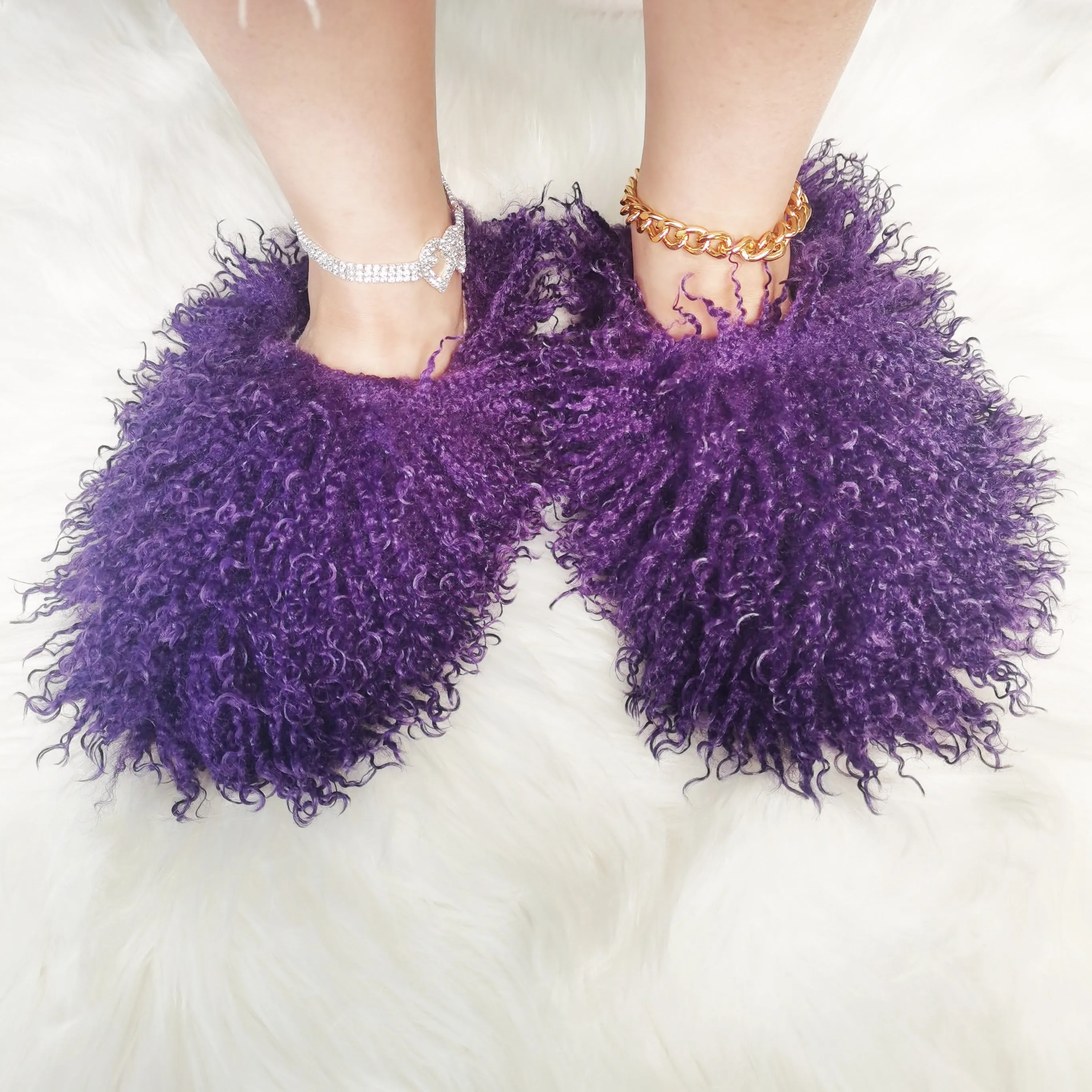 Color Casual Shaggy  Walk In Slippers