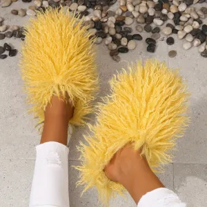 Color Casual Shaggy  Walk In Slippers