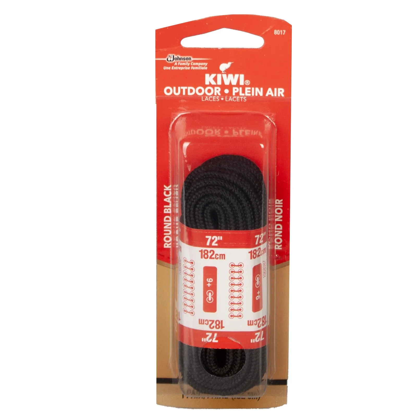 Kiwi Black Round Cord Laces 182cm