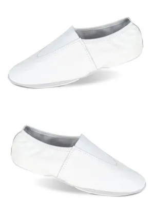 Leather Slip-On Youth Gymnastics Shoe (White)