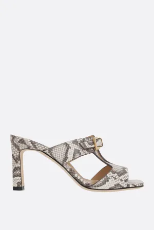 Nora Mule Sandals in Python-printed Leather