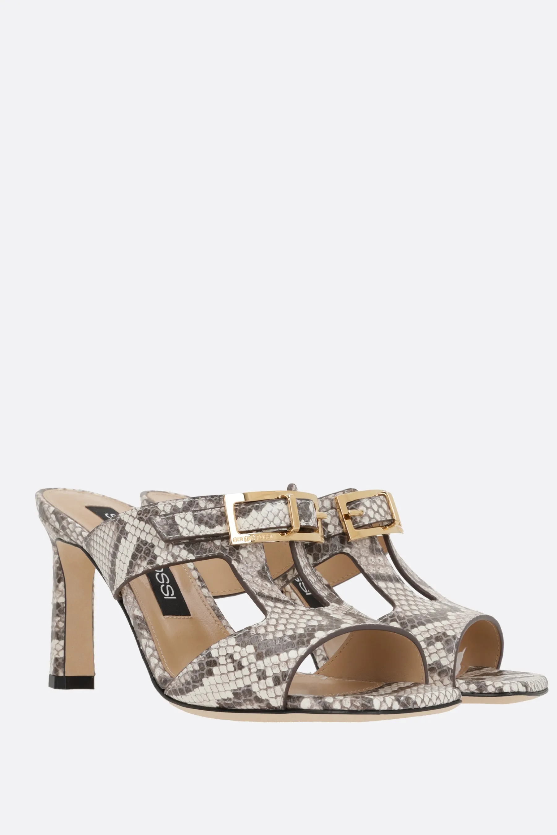 Nora Mule Sandals in Python-printed Leather
