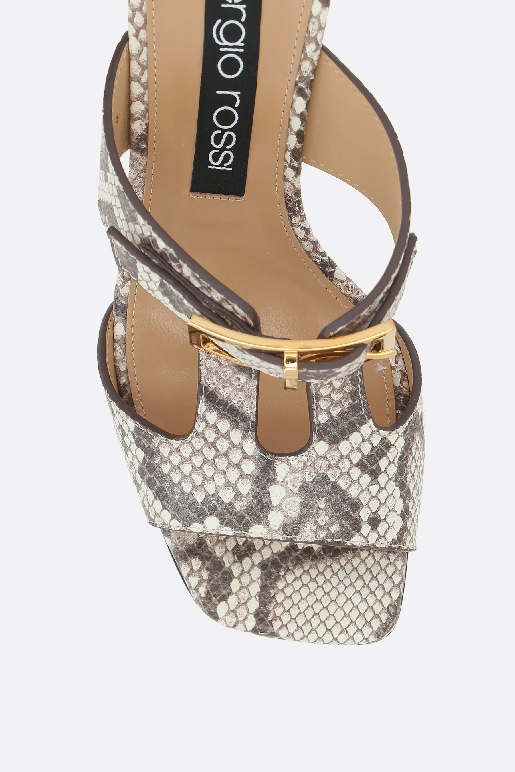 Nora Mule Sandals in Python-printed Leather