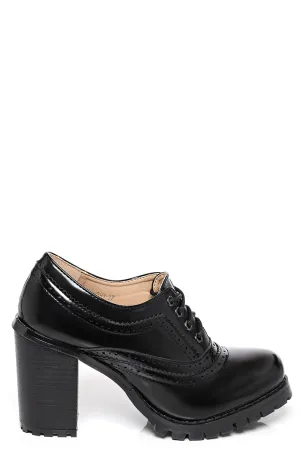 Patent Brogue Boots in Black