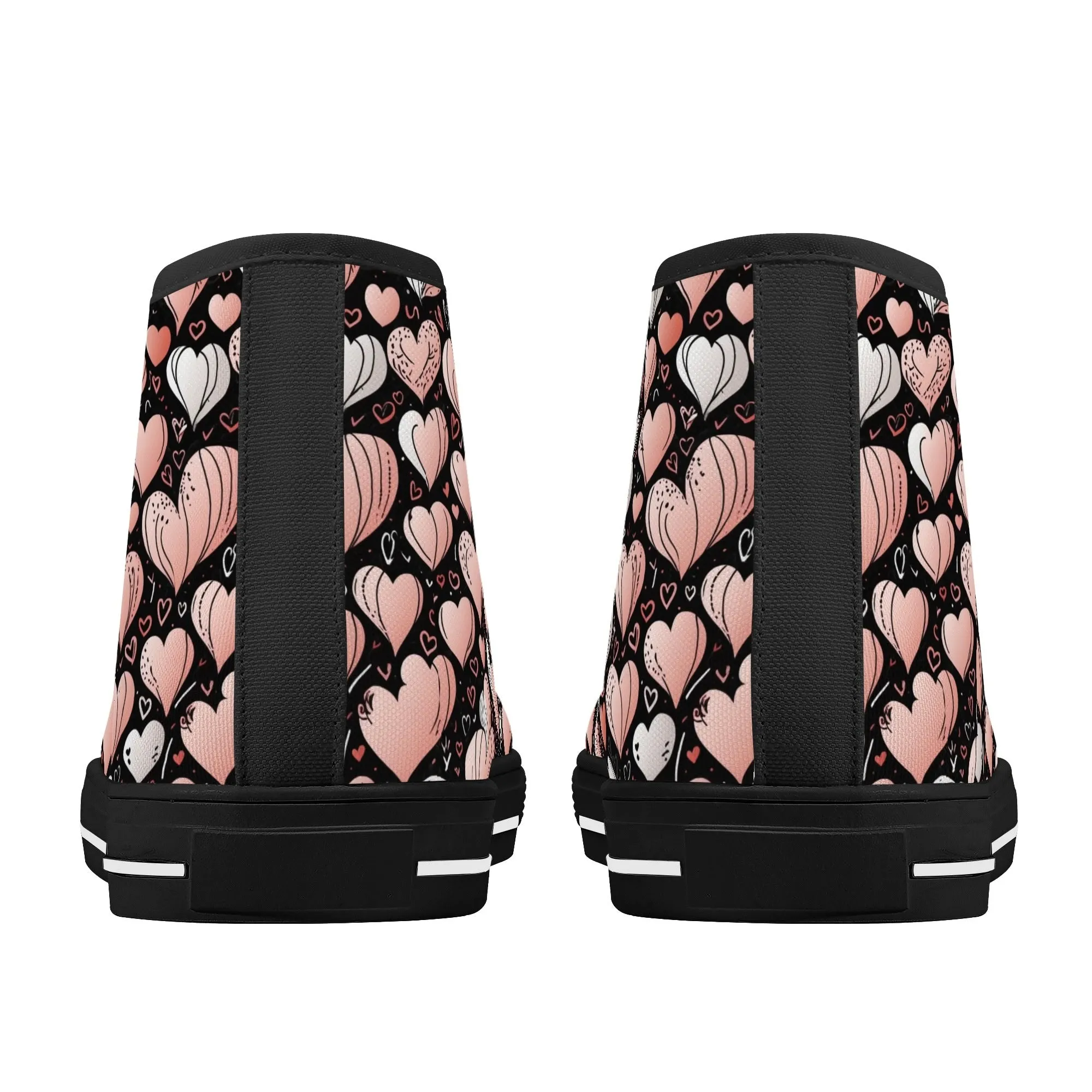 Pink Hearts Mens High Top Canvas Shoes