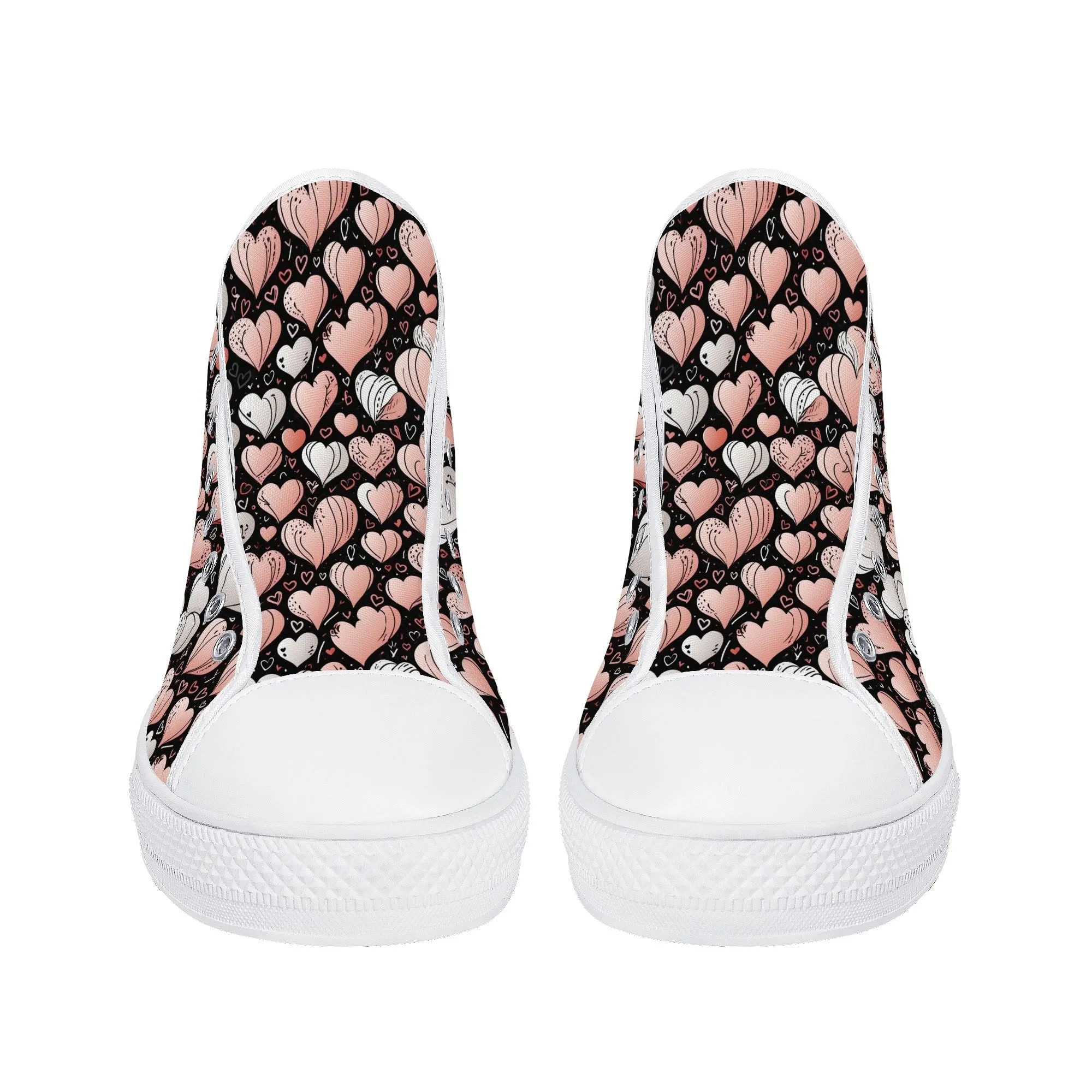 Pink Hearts Mens High Top Canvas Shoes