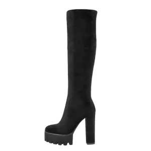 Platform Thick High Heel Round Toe Over The Knee Boots