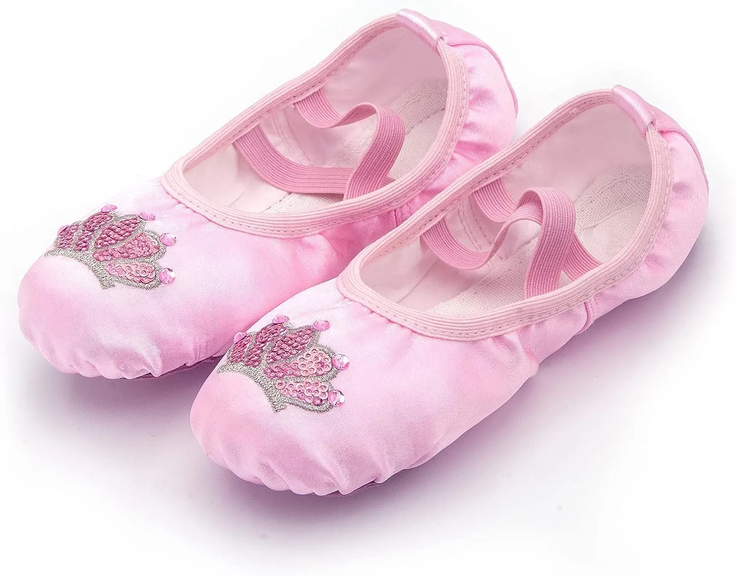 Solid Color Ballet Shoes with Cartoon Crown Pattern for Ballet Yoga Performance Indoor Shoes(Toddler/Little/Big Kid)