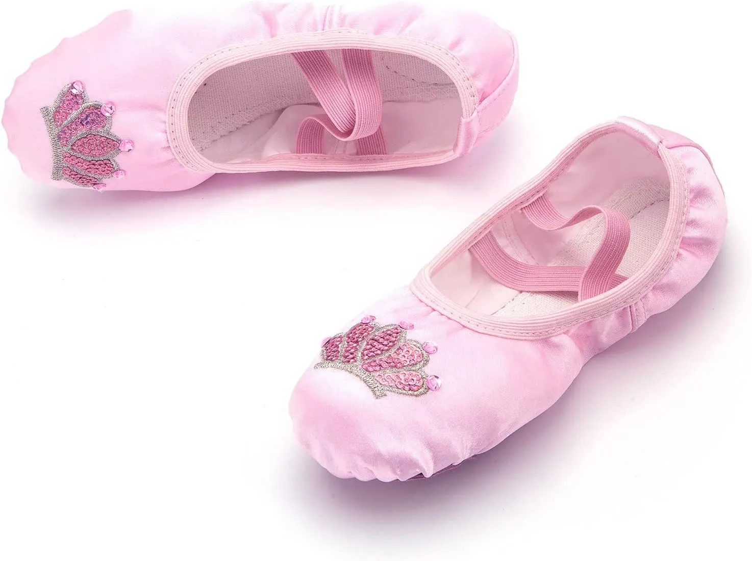 Solid Color Ballet Shoes with Cartoon Crown Pattern for Ballet Yoga Performance Indoor Shoes(Toddler/Little/Big Kid)