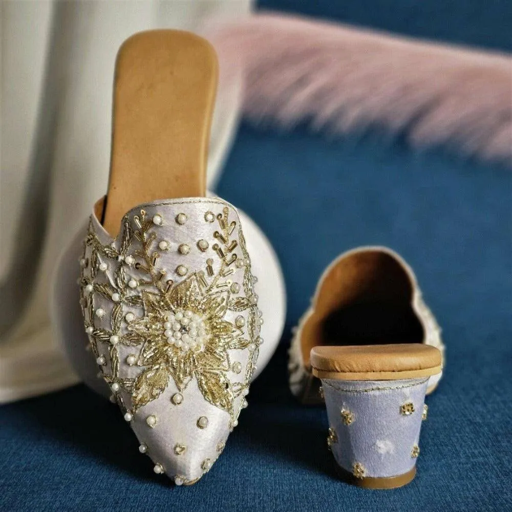 Swara - Off White Women's Bridal Bridal Heel Mules