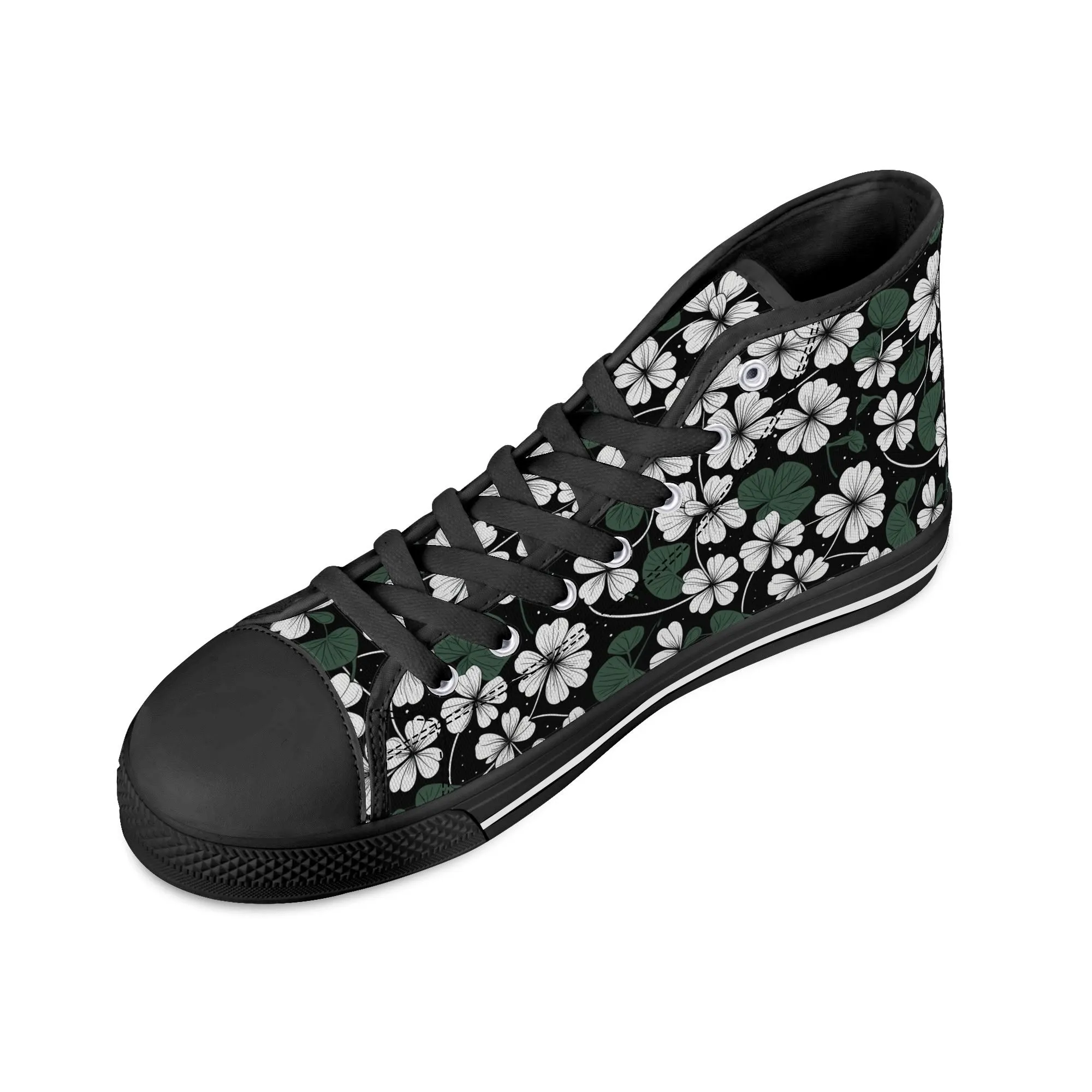 White Clover Womens High Top Canvas Shoes