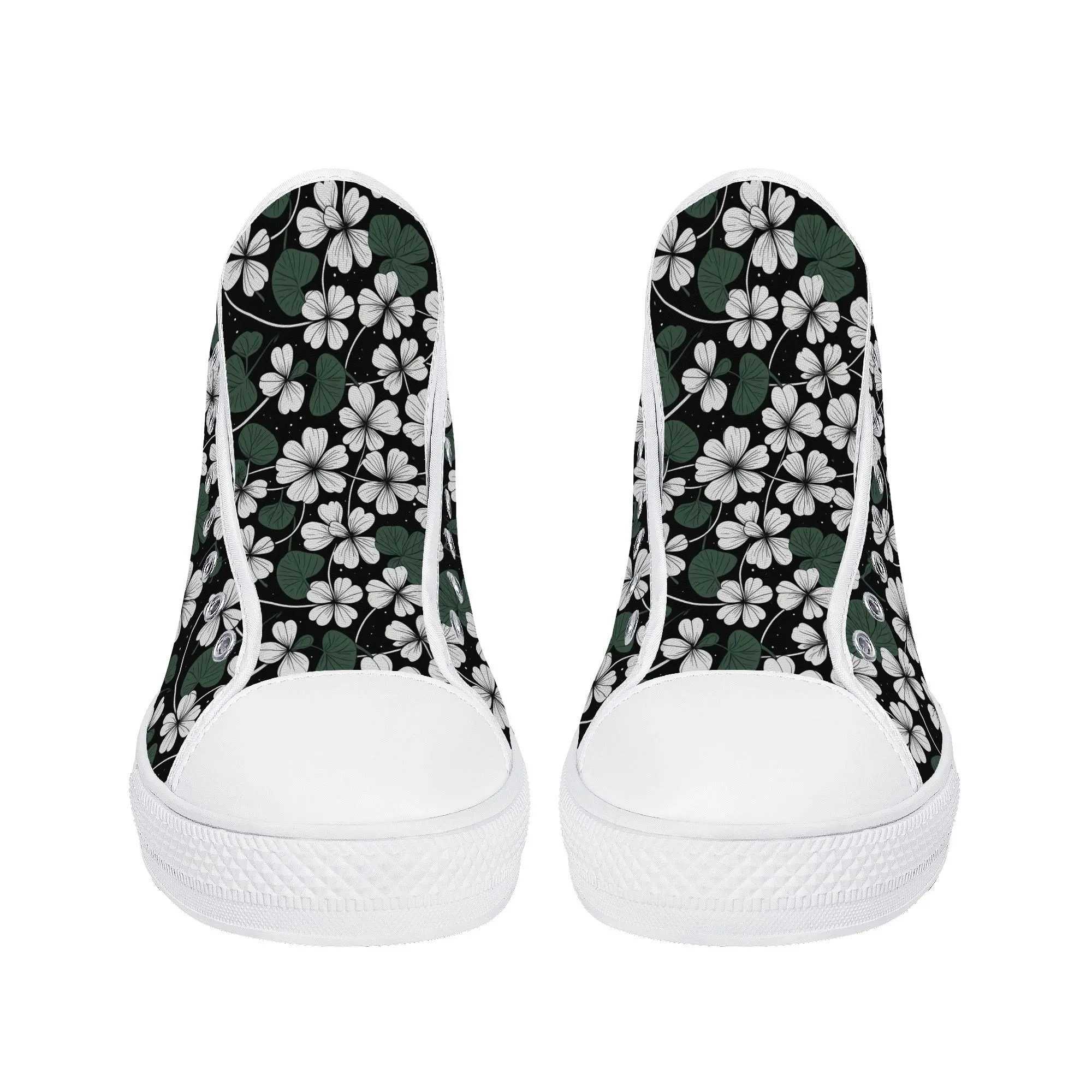 White Clover Womens High Top Canvas Shoes