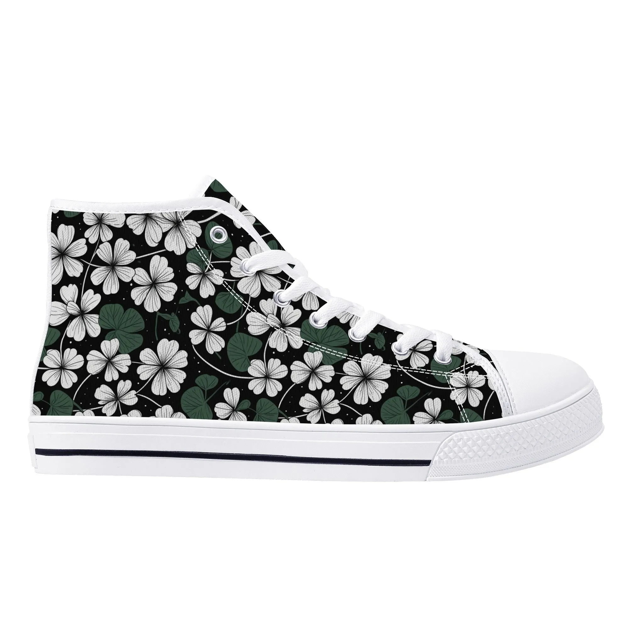 White Clover Womens High Top Canvas Shoes
