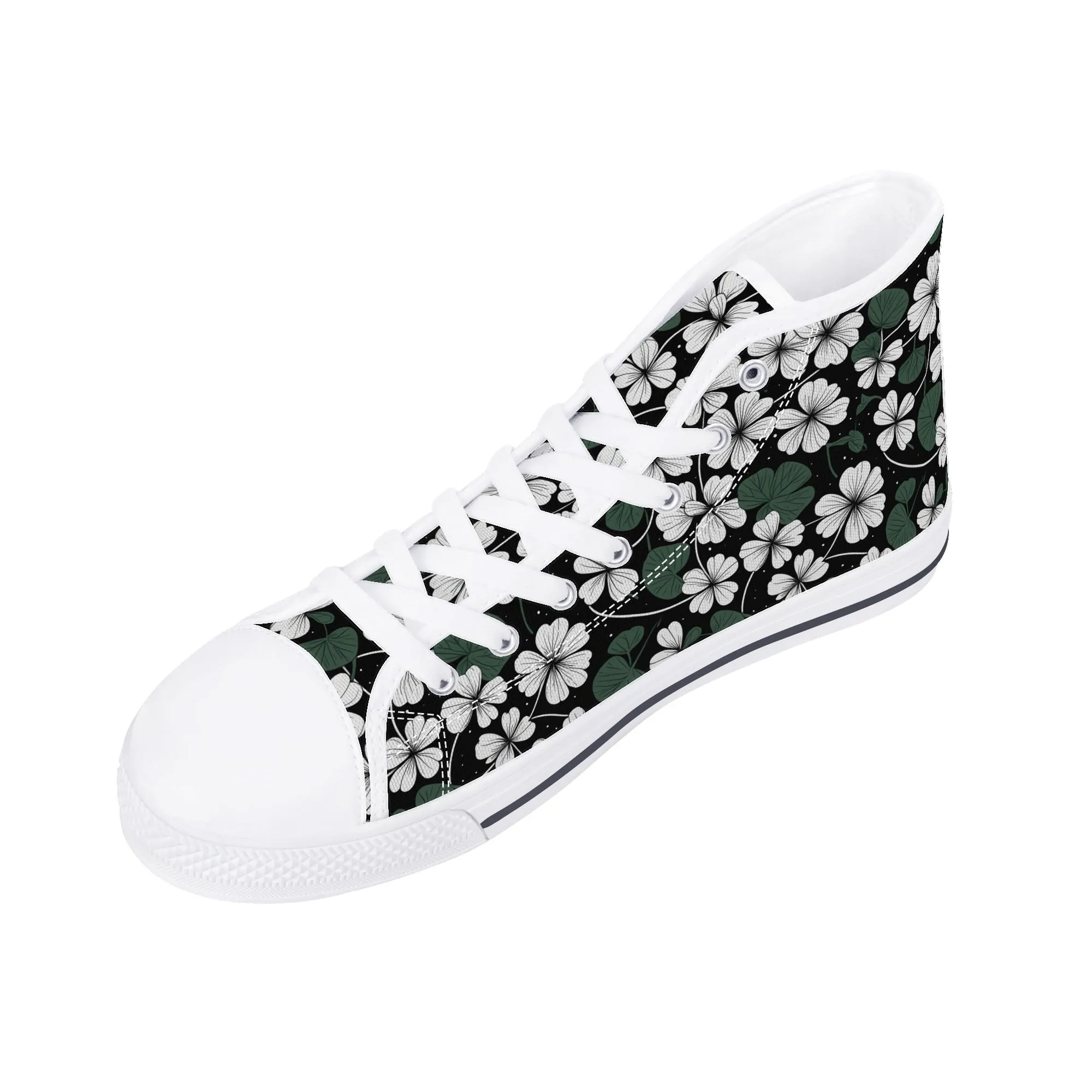 White Clover Womens High Top Canvas Shoes