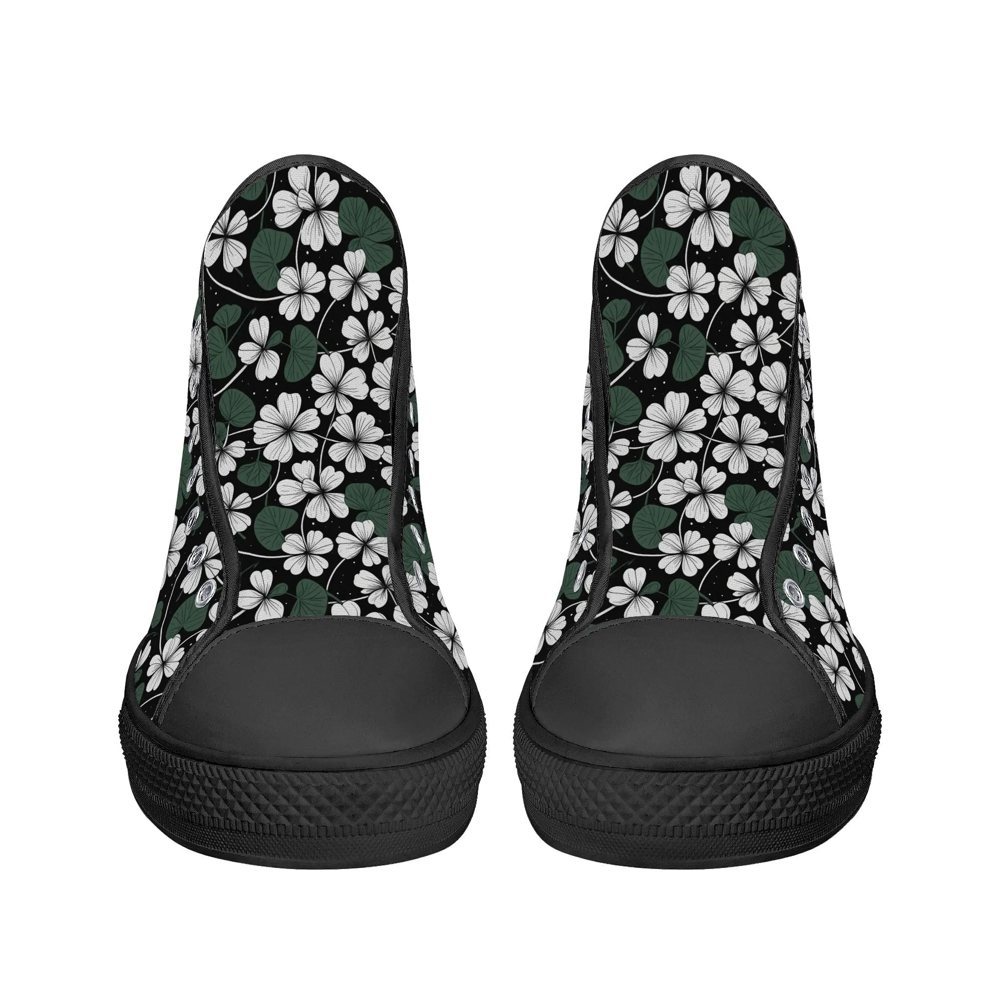 White Clover Womens High Top Canvas Shoes
