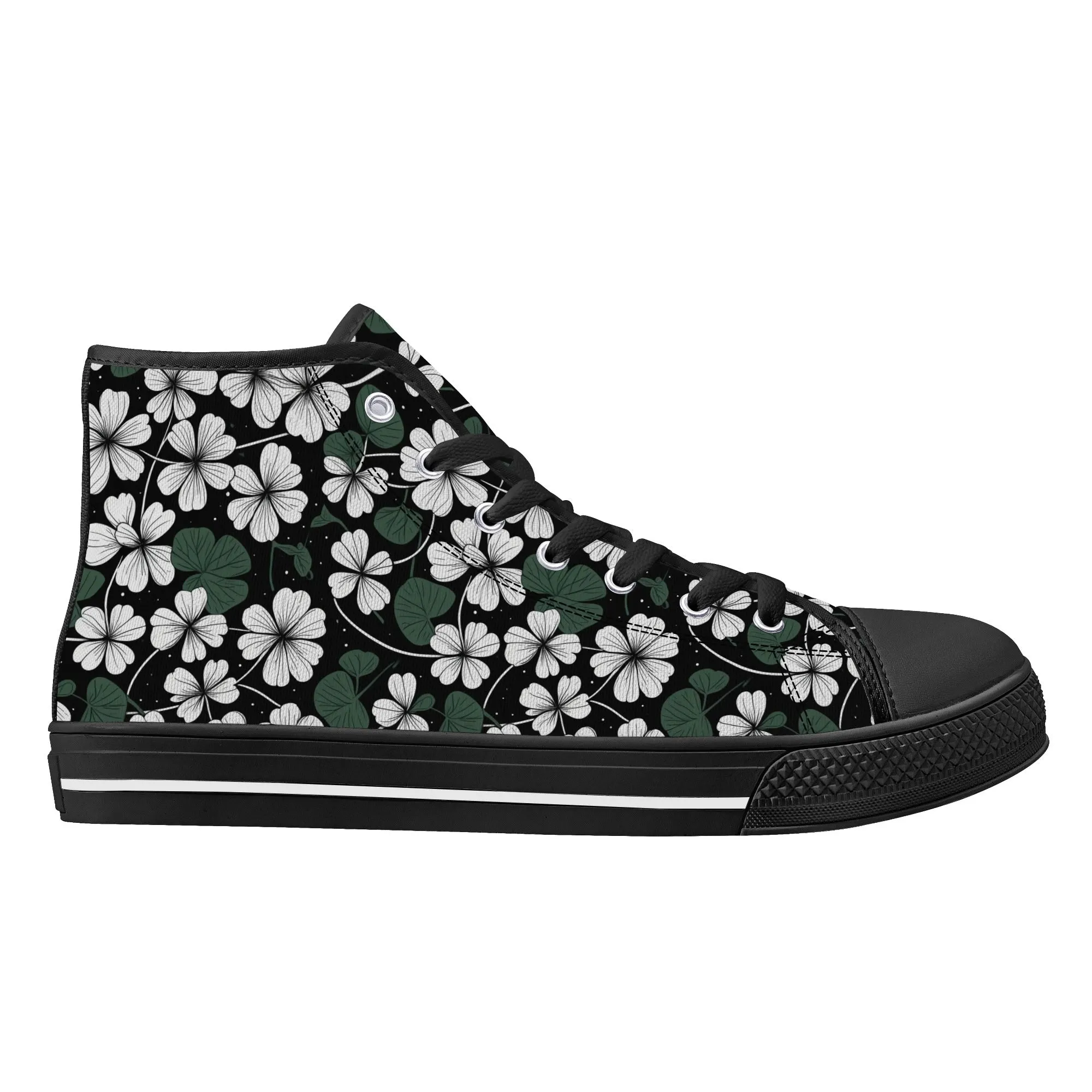 White Clover Womens High Top Canvas Shoes