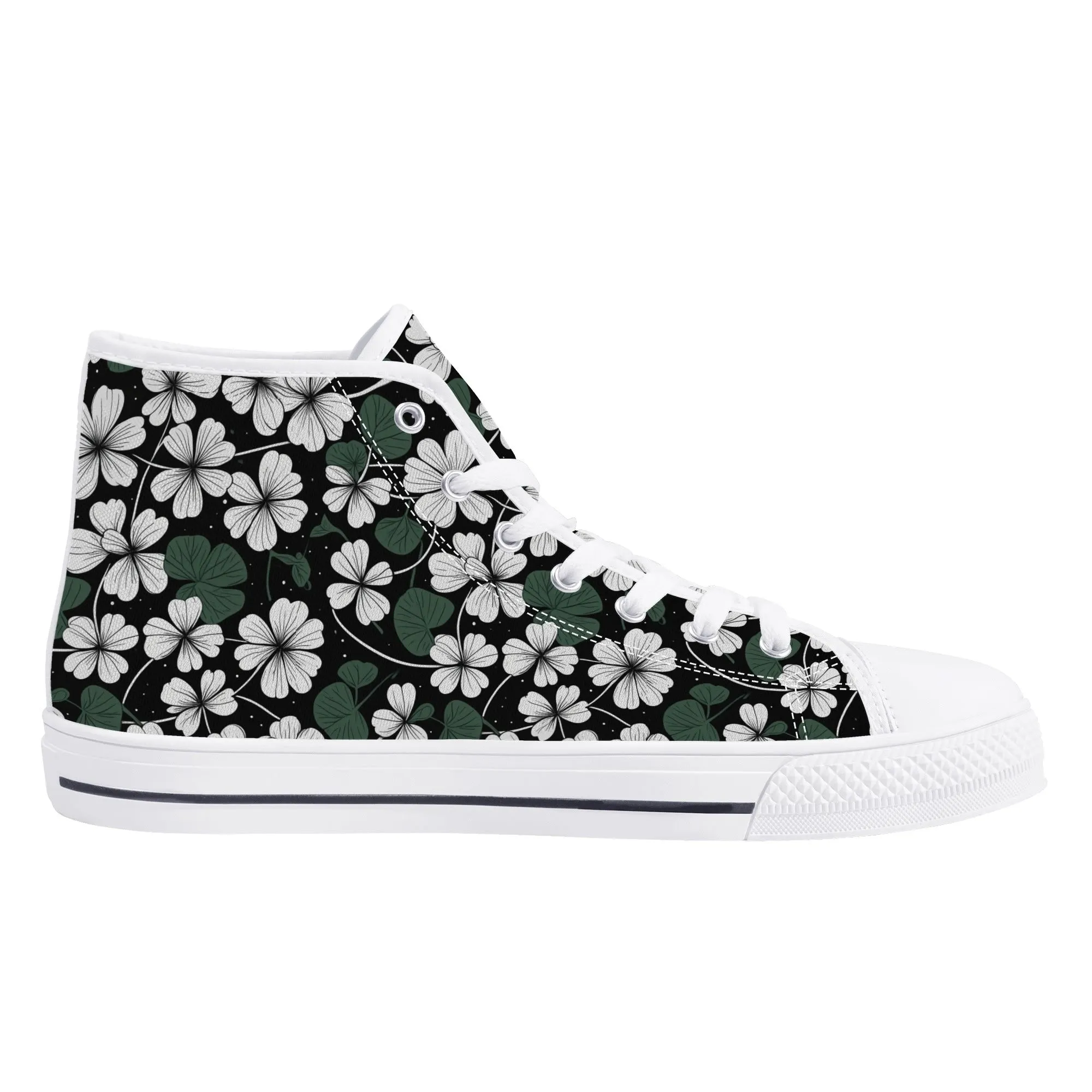 White Clover Womens High Top Canvas Shoes