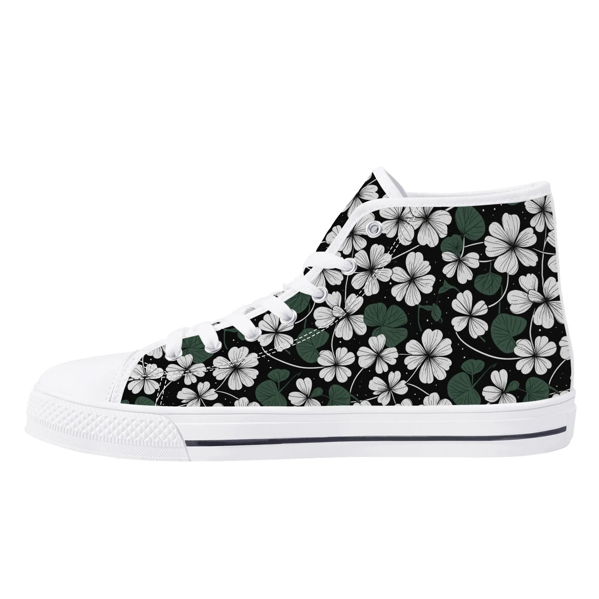 White Clover Womens High Top Canvas Shoes