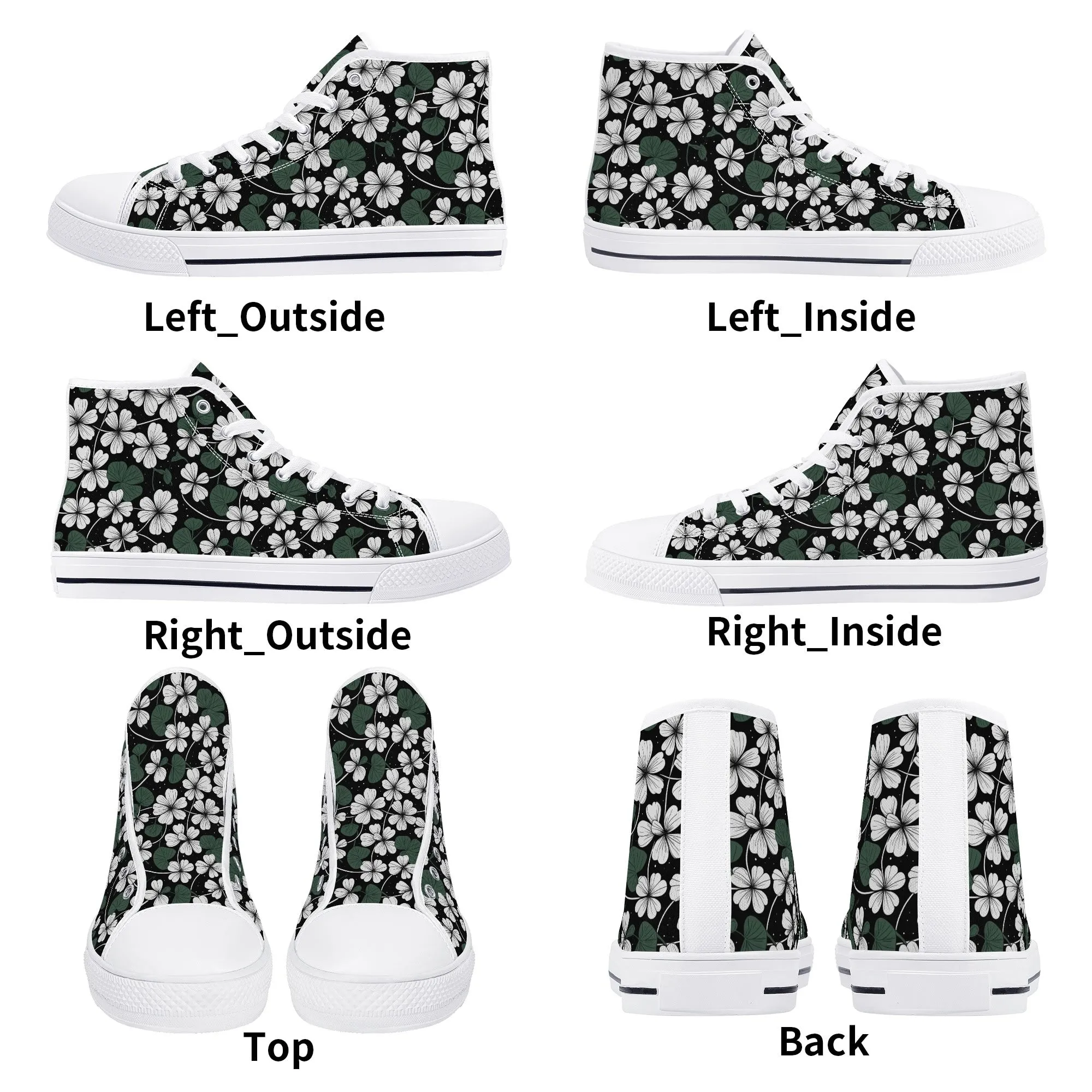 White Clover Womens High Top Canvas Shoes