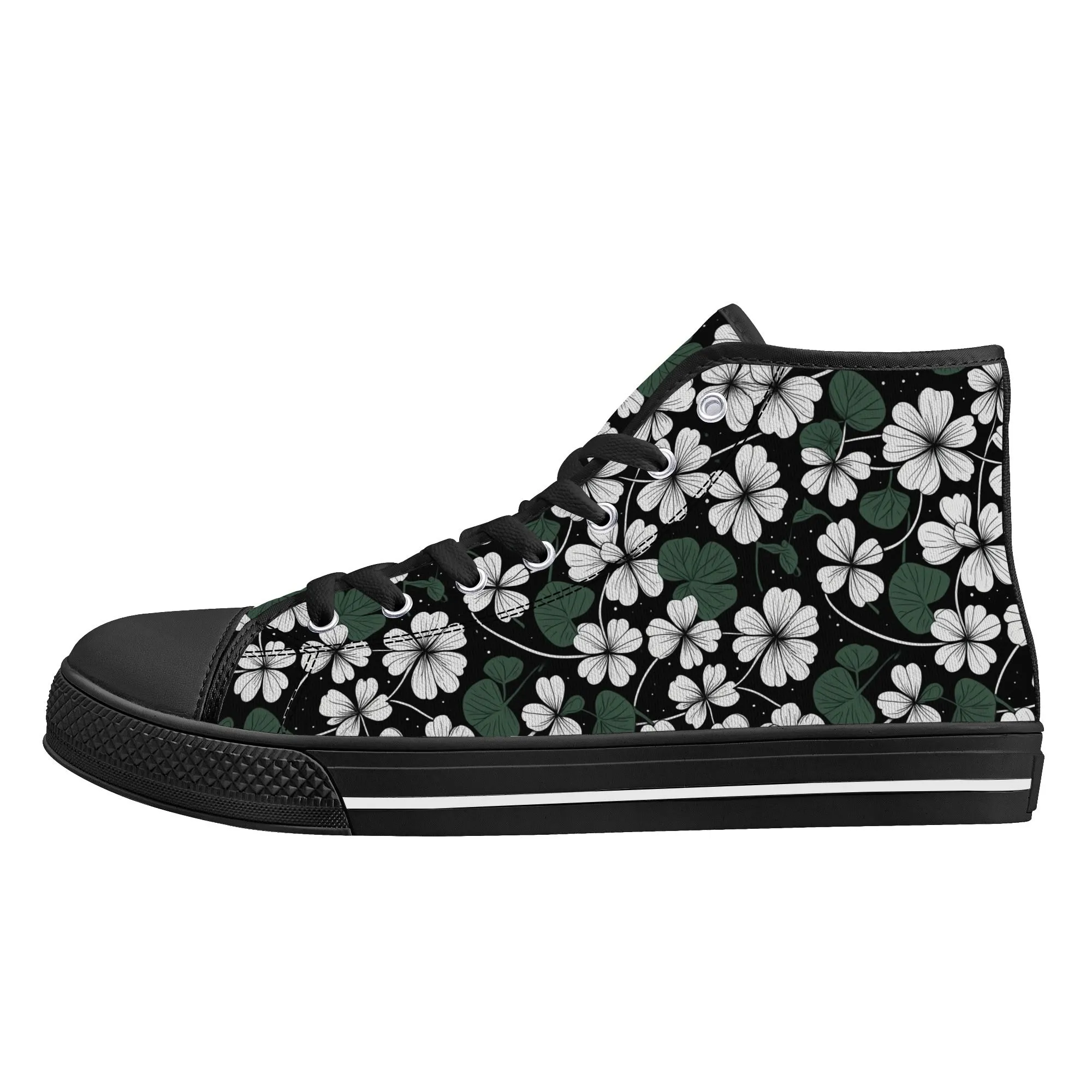 White Clover Womens High Top Canvas Shoes
