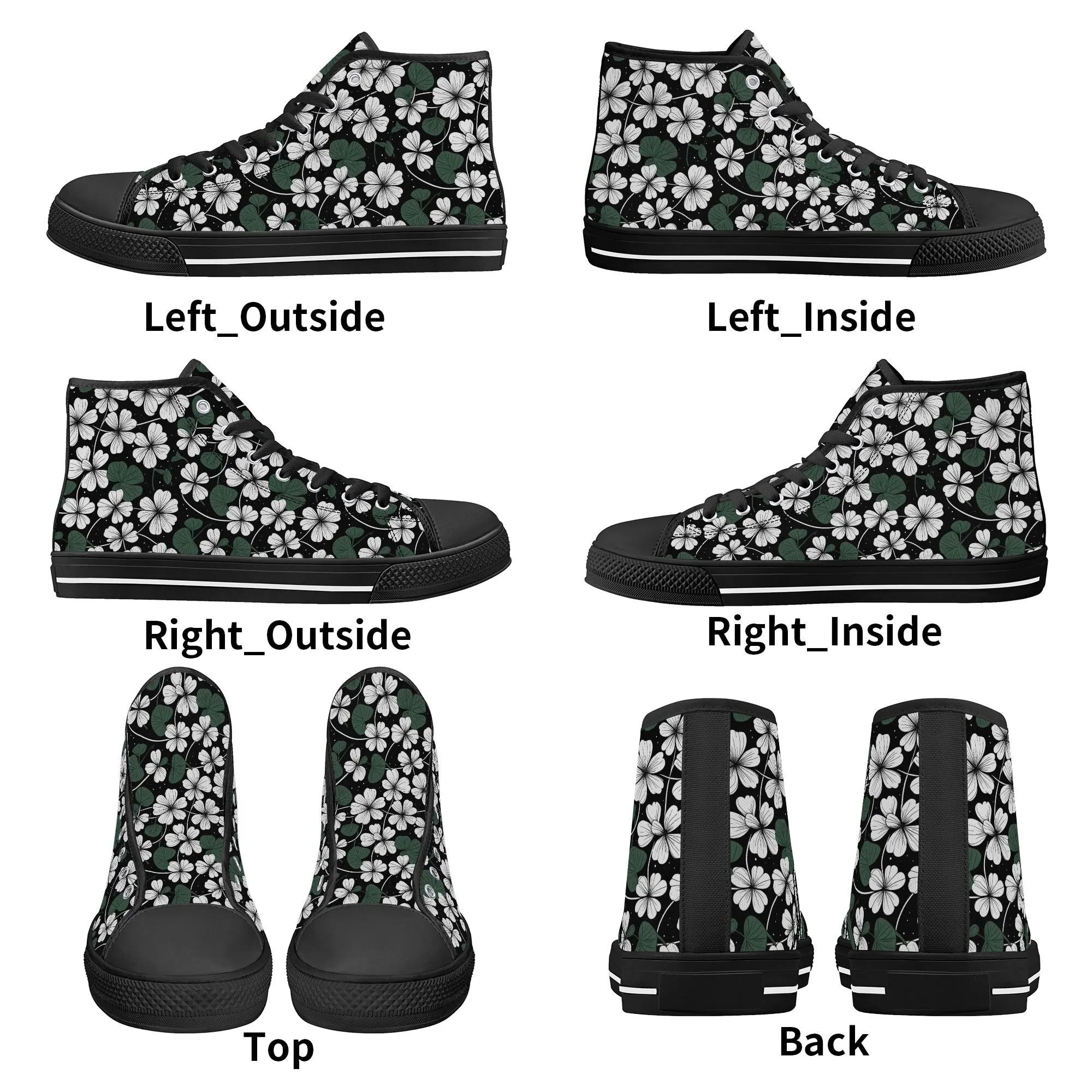 White Clover Womens High Top Canvas Shoes