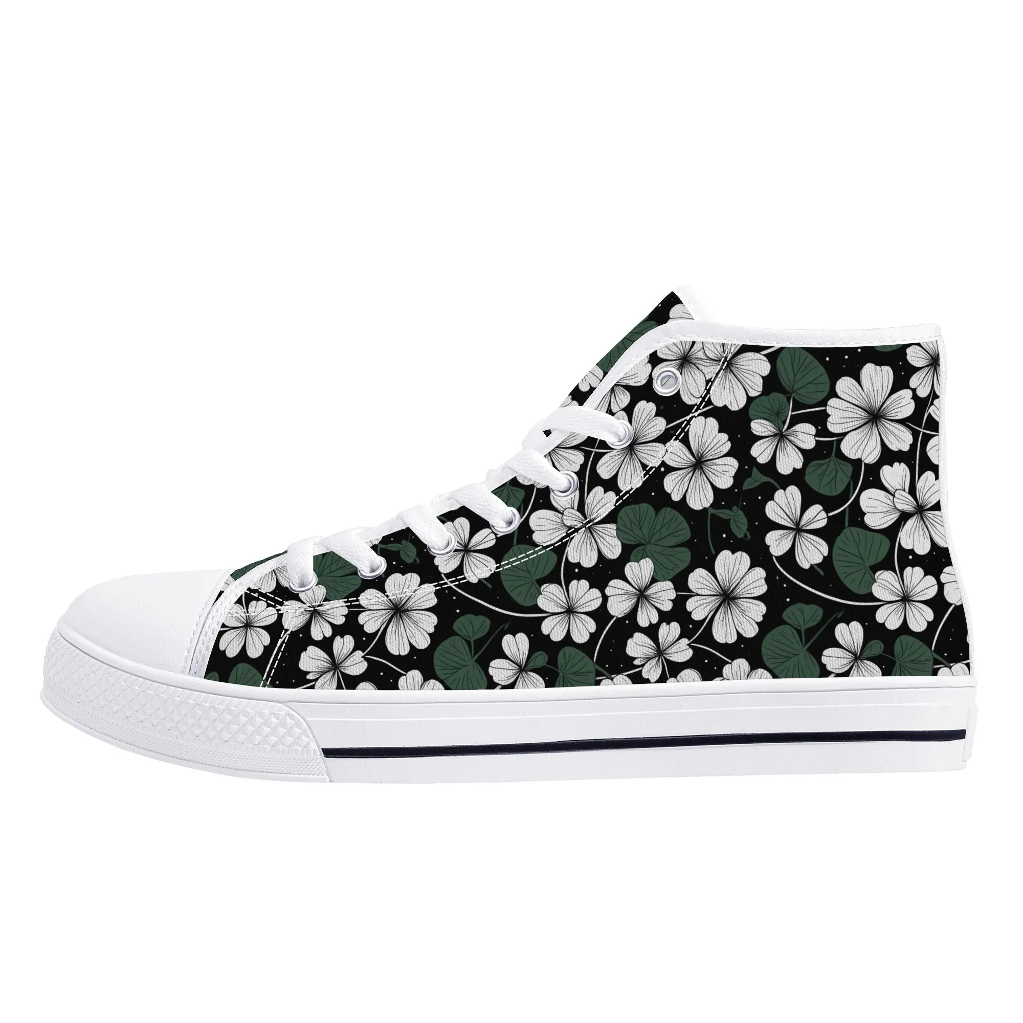 White Clover Womens High Top Canvas Shoes