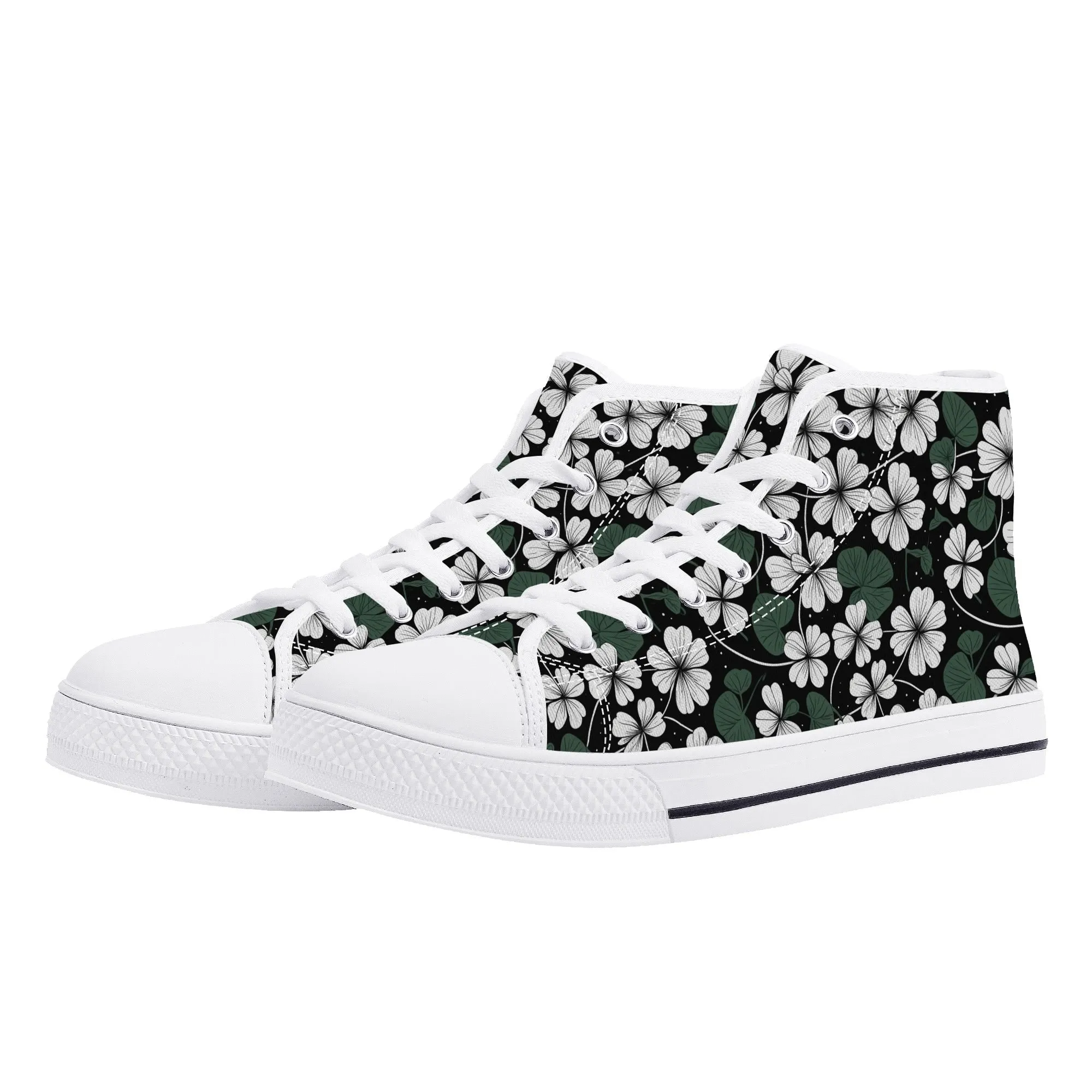 White Clover Womens High Top Canvas Shoes