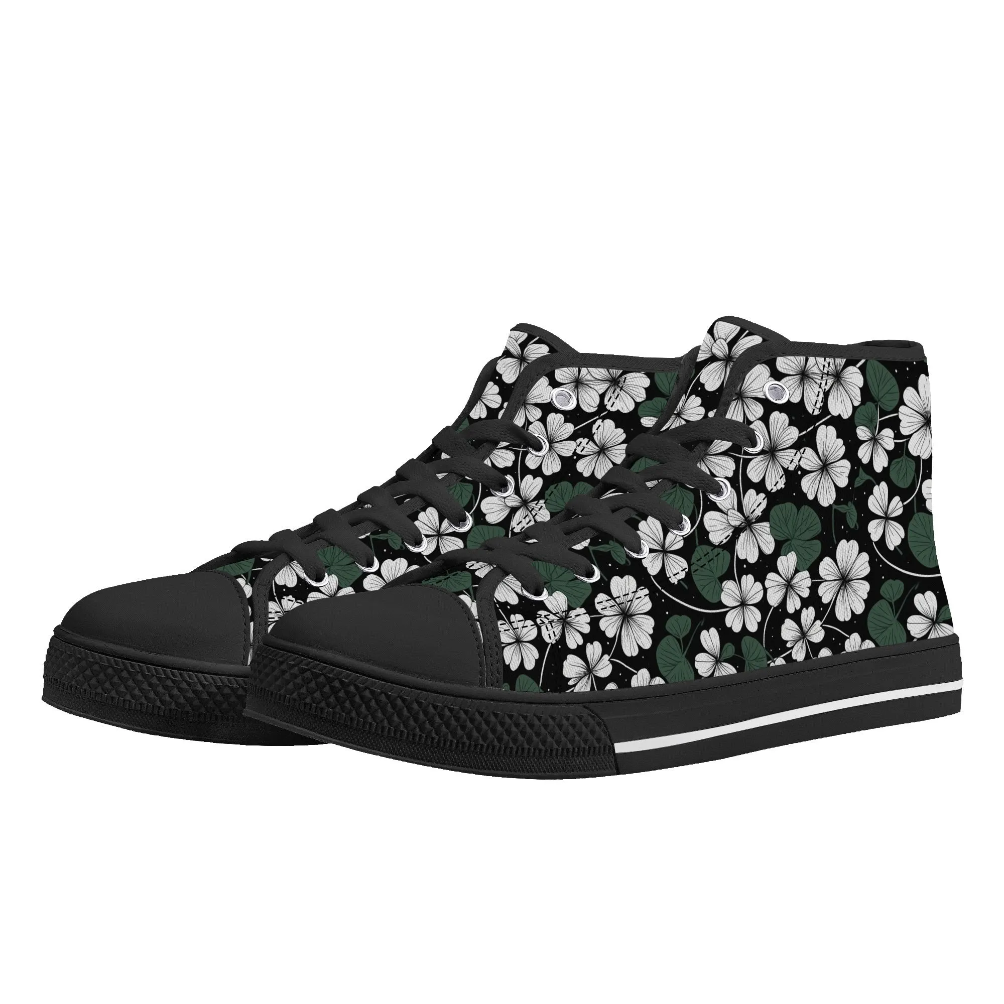 White Clover Womens High Top Canvas Shoes