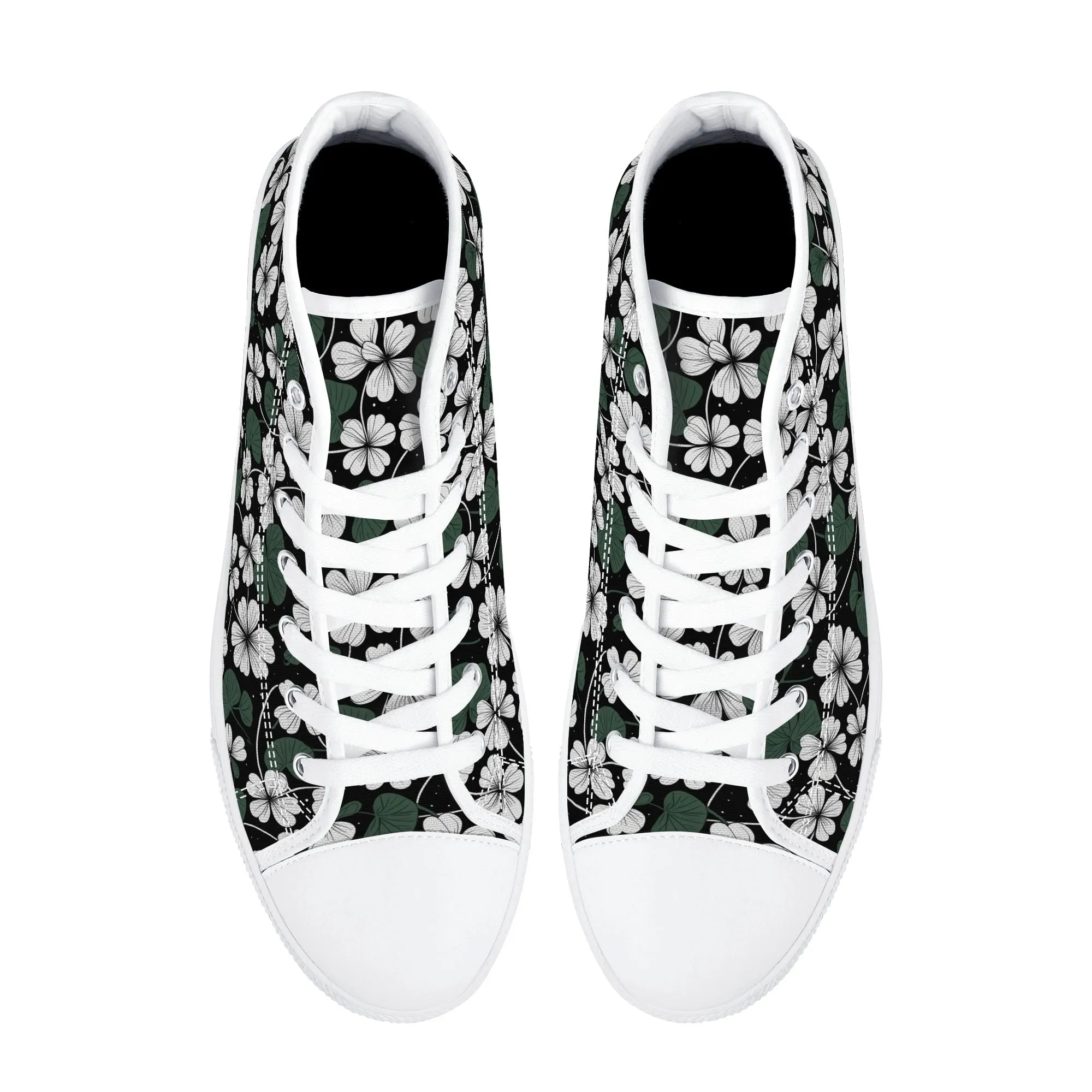 White Clover Womens High Top Canvas Shoes