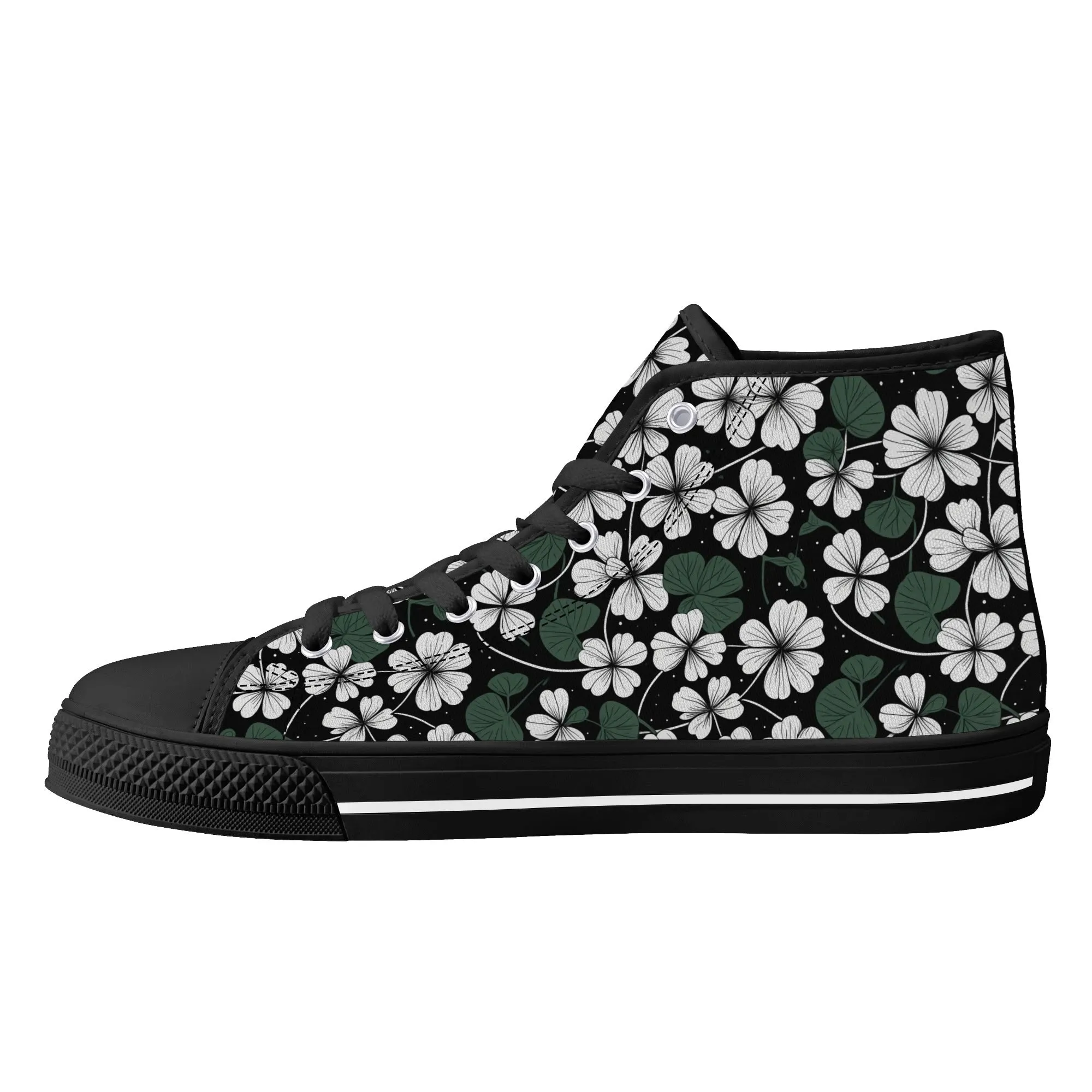 White Clover Womens High Top Canvas Shoes