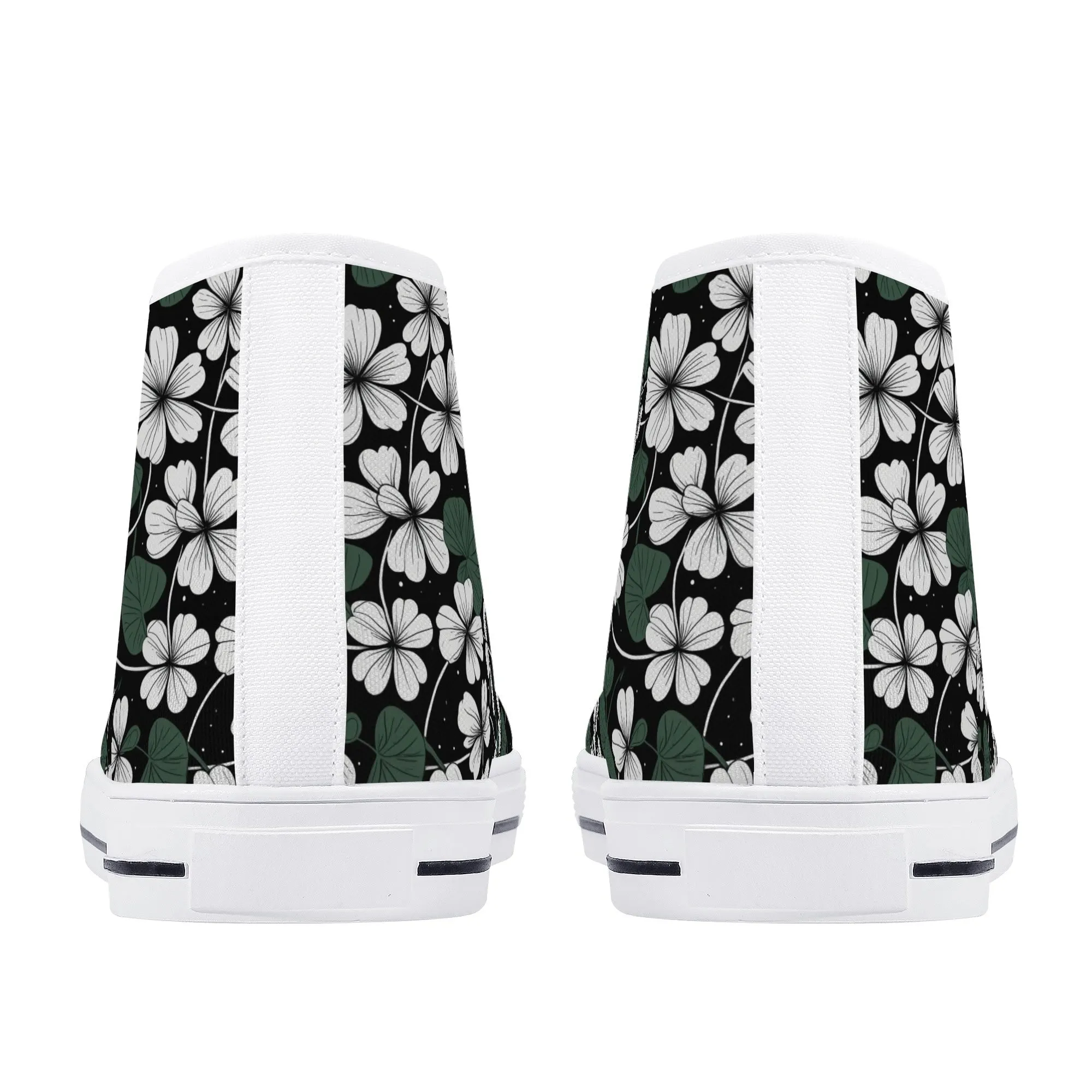 White Clover Womens High Top Canvas Shoes